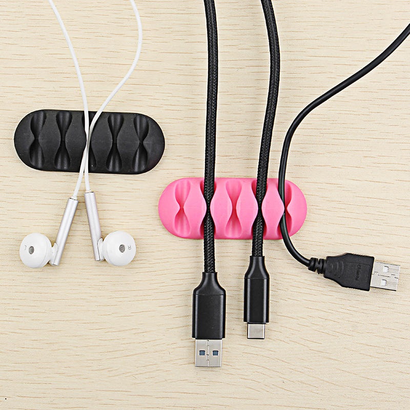 Bakeey 5-Channel TPR Sticky Earphone USB Cable Cord Winder Wrap Desktop Cable Organizer Wire Management Holder