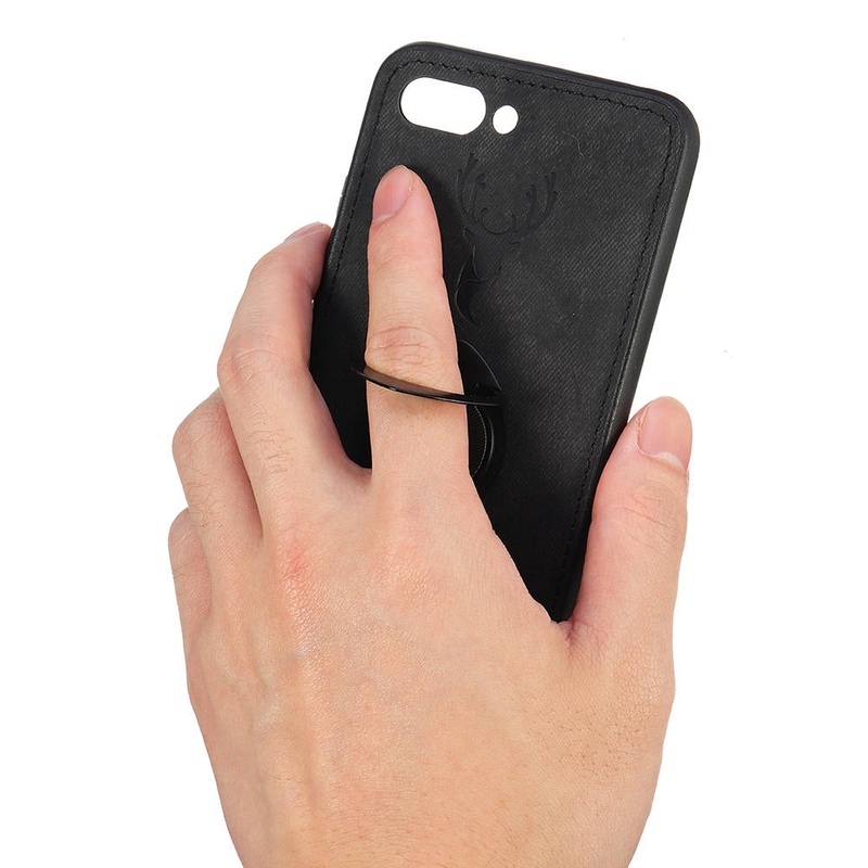 Bakeey Happy Deer Ring Holder Bracket TPU+PU Leather Protective Case For Huawei Honor 10