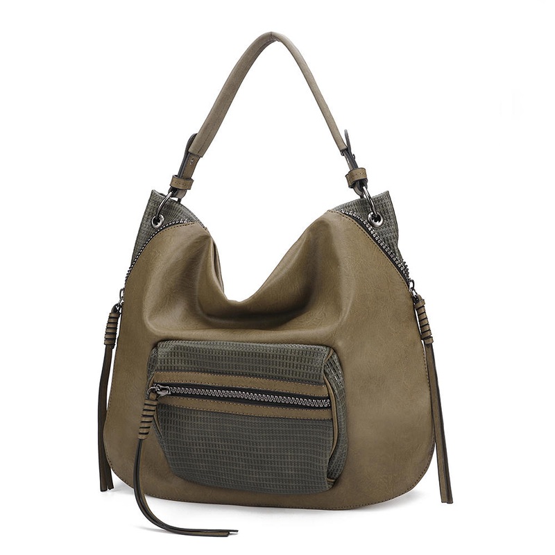 Brenice Women Faux Leather Designer Woven Stitching Tote Bag Crossbody Bag