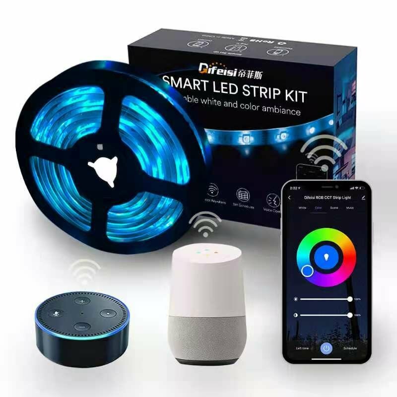 Difeisi DFS-AC-2001 / DFS-EC-2001 1m/2m Wifi Smart LED Strip Light 16 Million Colors US/EU Plug Christmas Decorations Clearance Christmas Lights