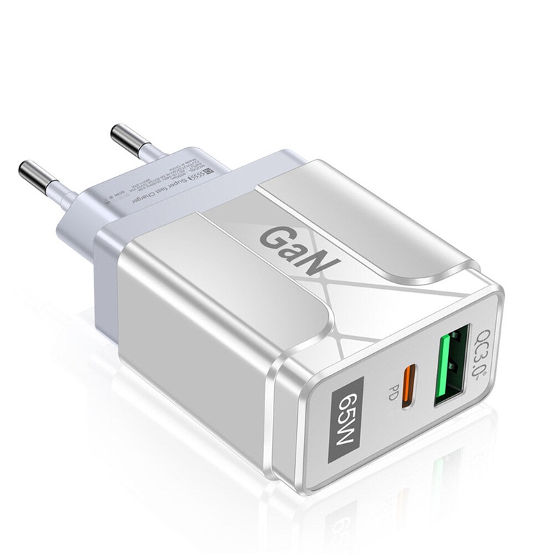 [GaN Tech]Uslion 65W 2-Port USB PD Charger Dual 33W USB-A PD3.0 QC3.0 Fast Charging Wall Charger Adapter EU Plug for iPhon14 Pro for iPad Huawei Xiaomi 11