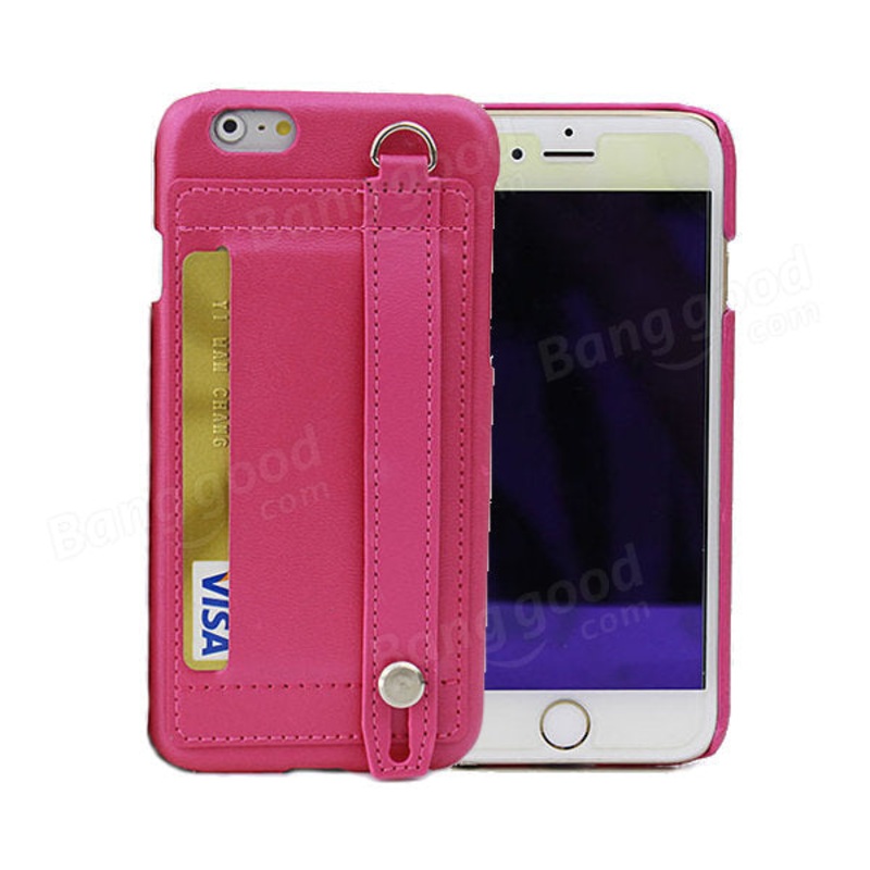 New Fashion Hand Strap Buckle Anti-Slip Leather Case With Card Slot Stand Case Cover For iPhone 6/6s