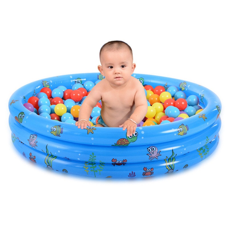 130/150CM Swimming Pool Children’s Baby Paddling Pool Round Bubble Bottom Inflatable Pool with Air Pump Toddler Games Kids Pool