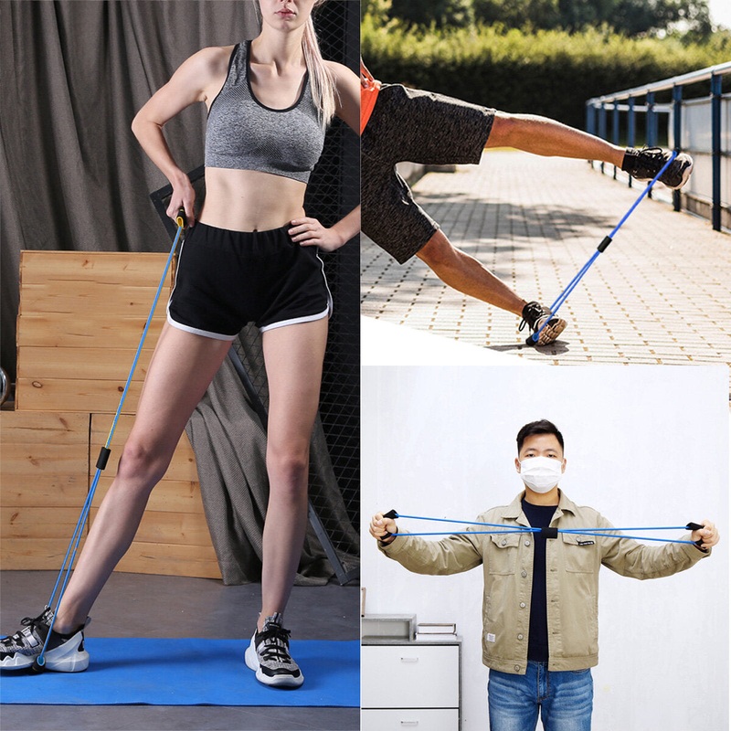 8PCS Home Gym Fitness Set Abdominal Wheel Roller 8 Shape Resistance Bands Yoga Loop Band Jump Rope Kits