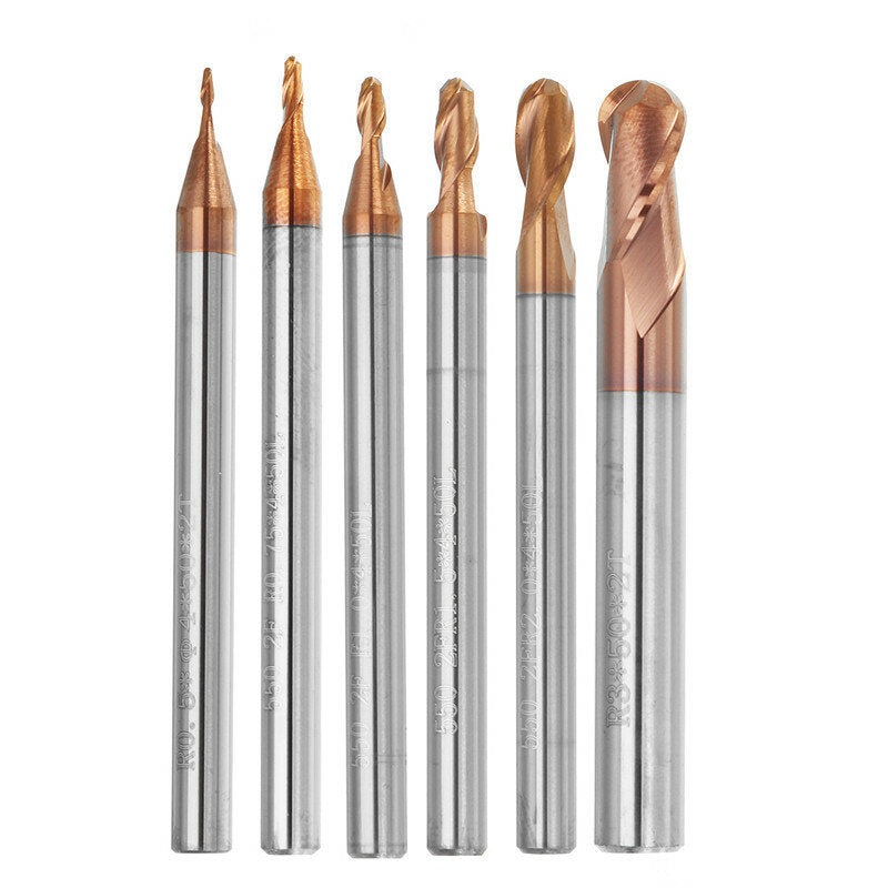 Drillpro R0.5-3mm 2 Flutes Ball Nose HRC58 AlTiN Coating End Mill Cutter Tungsten Carbide CNC Tool