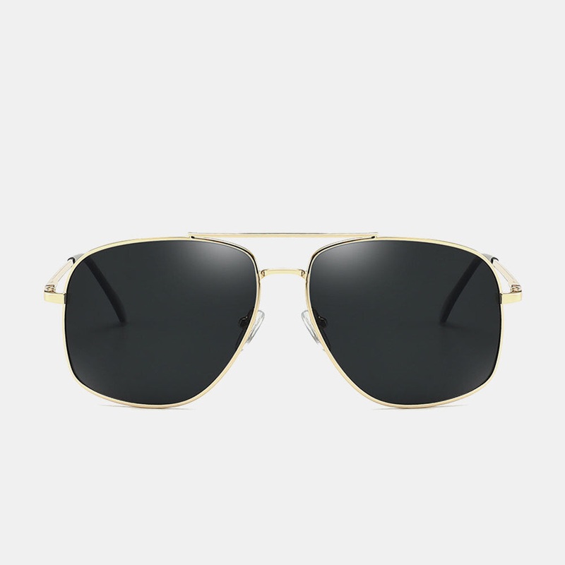 Men Metal Full Frame Double Bridge Polarized Light UV Protection Sunglasses
