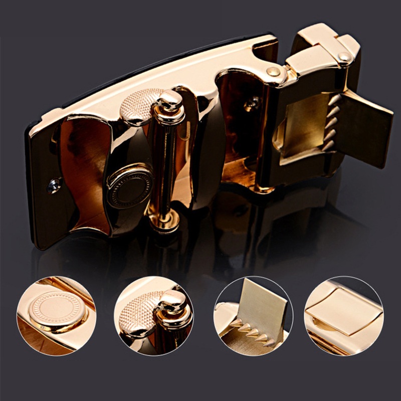 Men’s Leather 110/115/120/125CM Ratchet Dress Belt With Automatic Buckle Business Jeans Suits Cowhide Belt