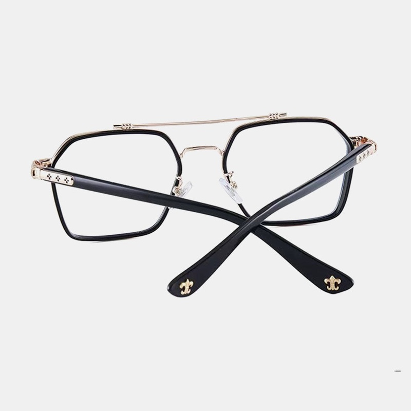 Unisex Large Full Frame Double Bridge Anti-blue Light Anti-UV Vintage Sunglasses
