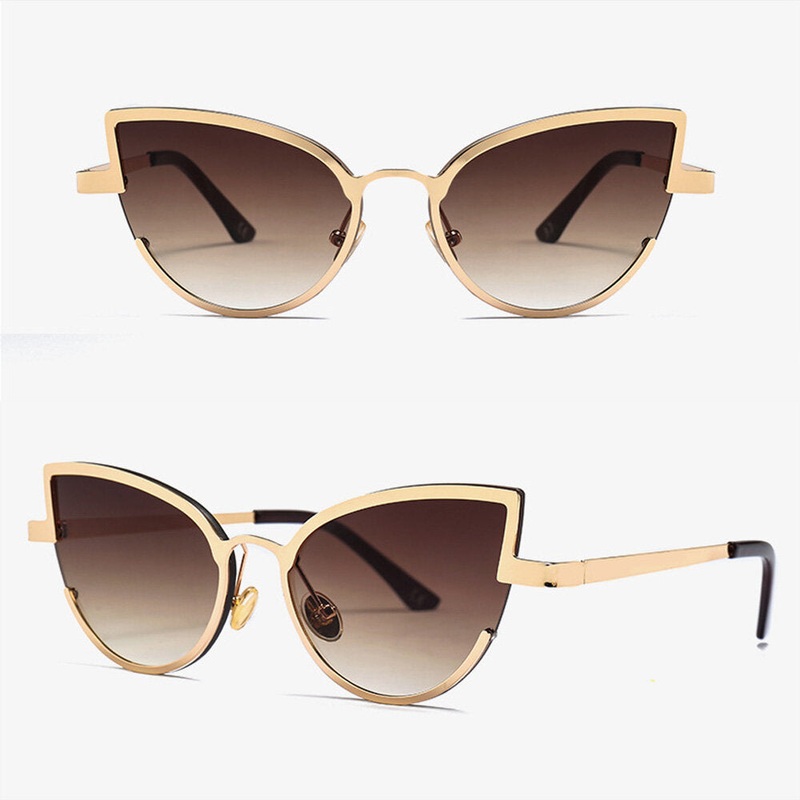 Unisex Metal Cat-eye Small Frame Colorful Lens Anti-UV Sunglasses