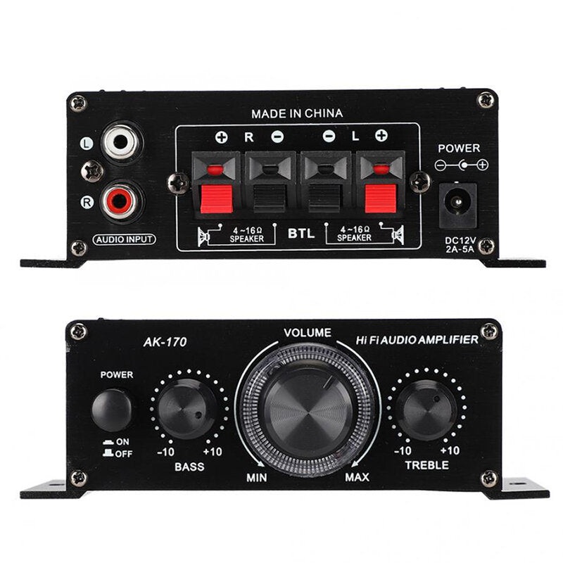 12V Portable Car Power Amplifier Small Mini 2-Channel Hifi Stereo DVD CD Computer MP3 Mobile Phone Audio Amplifier