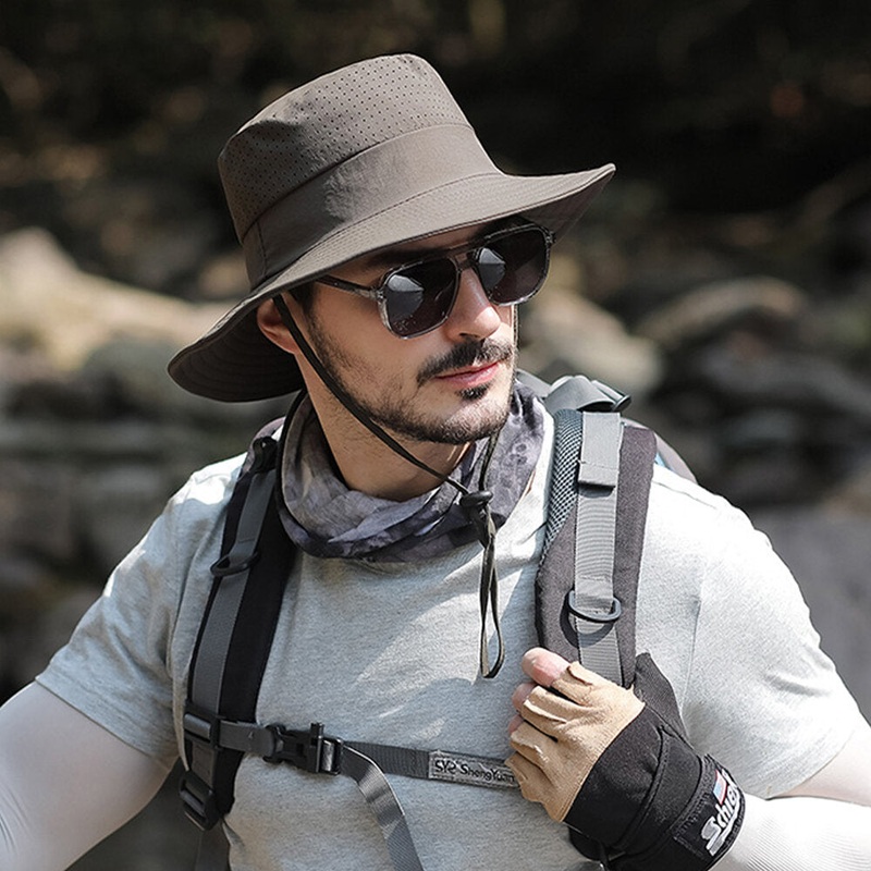 Men 360 Degree Protection Wide Brim Outdoor Fishing Climbing UV Protection Sunshade Waterproof Breathable Bucket Hat