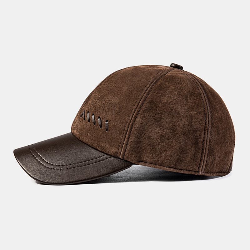 Men Baseball Cap Retro Leisure Outdoor Warm Adjustable Sheepskin Driving Hat