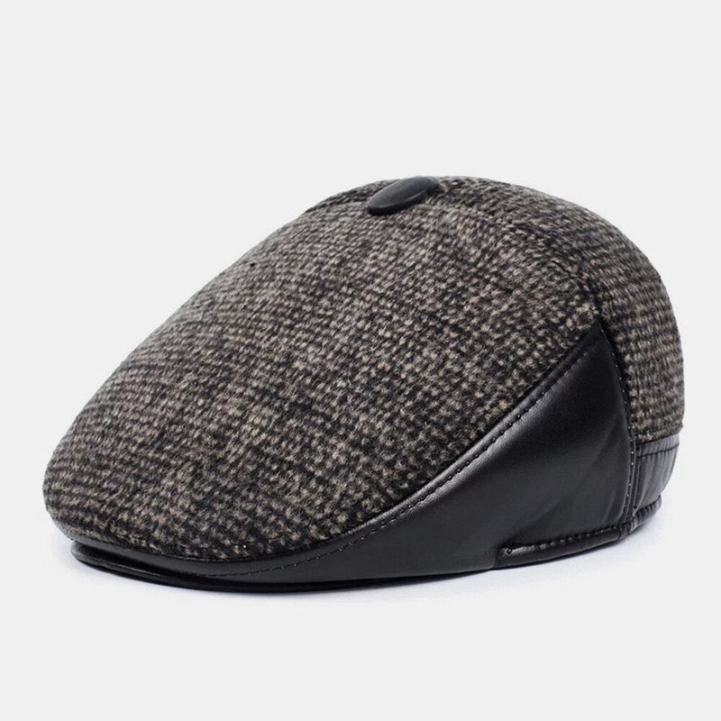 Men Casual Autumn Winter Warm Ear Protection Thicken Forward Hat Outdoor Cool-protection Newsboy Cap Berets Flat Hat Driving Hat