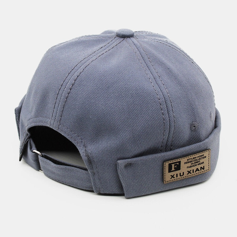 Men Cotton Letter Pattern Patchwork Hip-Hop Adjustable Retro Casual Landlord Cap Brimless Beanie Skull Cap