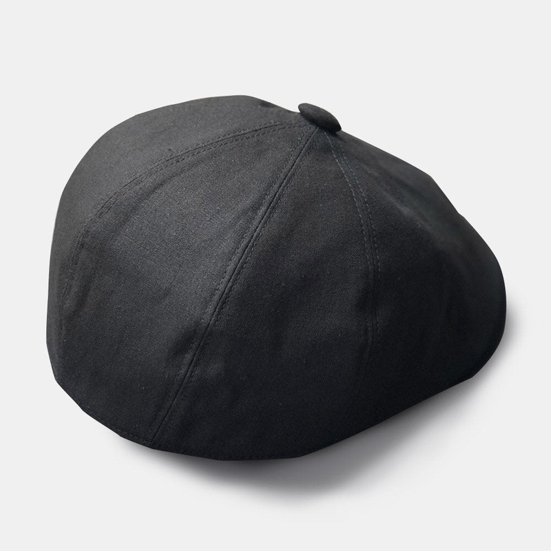 Men Cotton Linen Beret Cap Solid Color Retro Wild Newsboy Hat Forward Cap Octagonal Hat