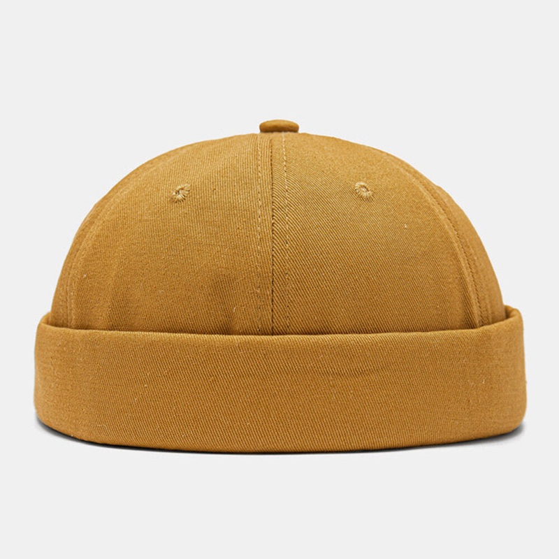 Men Landlord Cap Cotton Dome Letter Patch Fashion Brimless Beanie Skull Cap