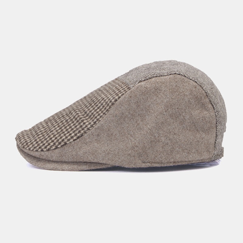 Men Newsboy Hats Lattice Pattern Patchwork Adjustable Berets Painter Hat