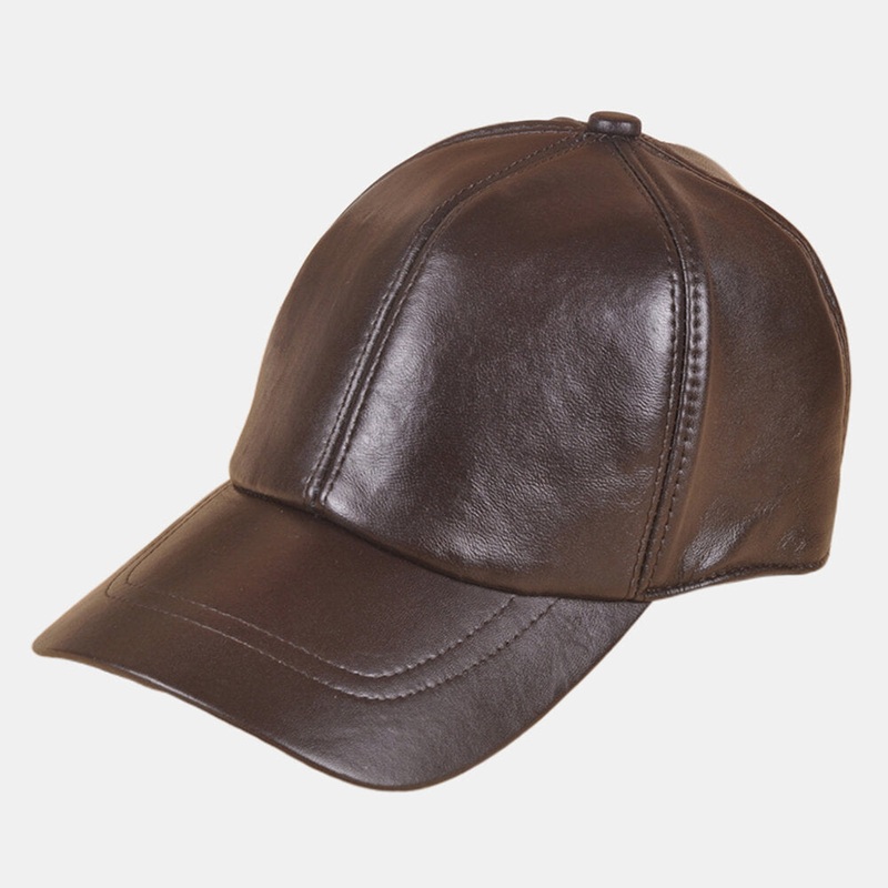 Men Vintage Genuine Leather Baseball Cap Outdoor Caps Adjustable