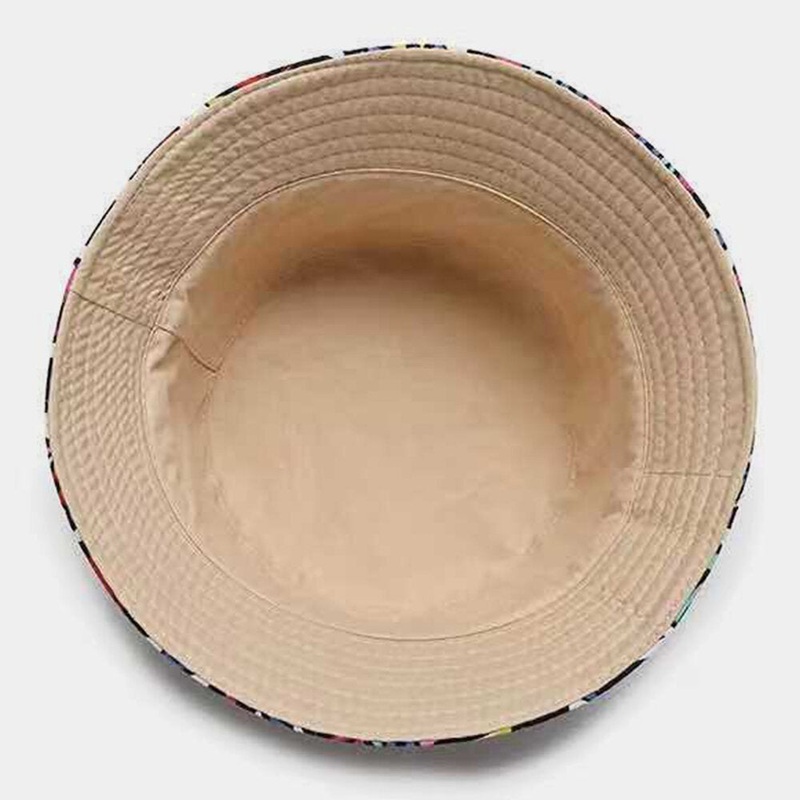 Unisex Canvas Colored Floral Pattern Casual Sunshade Bucket Hat