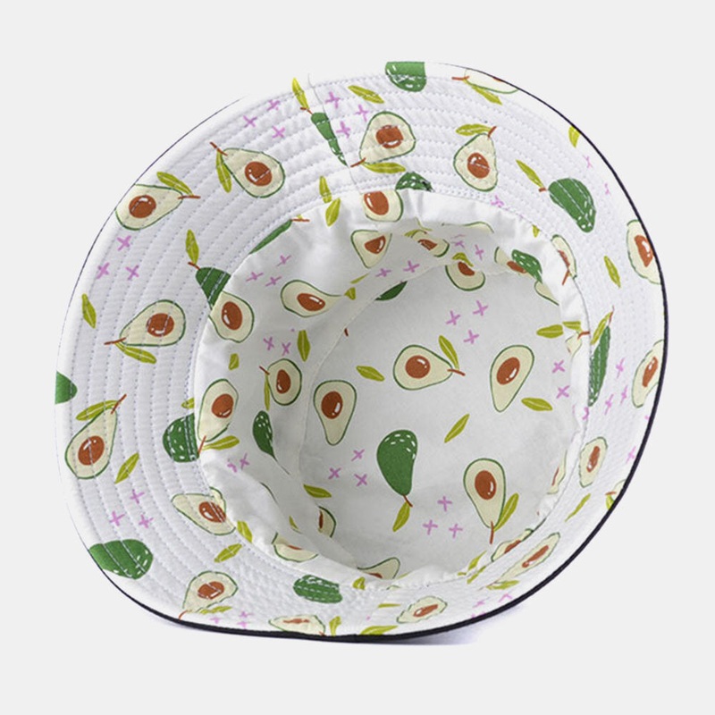 Unisex Cotton Double-sided Cartoon Fruit Pattern Printing Fashion Sunshade Bucket Hat