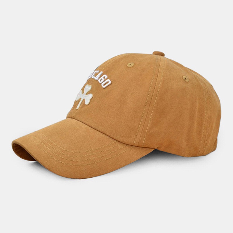Unisex Cotton Embroidery Clover Flower Pattern Outdoor Sunshade Adjustable Baseball Hats