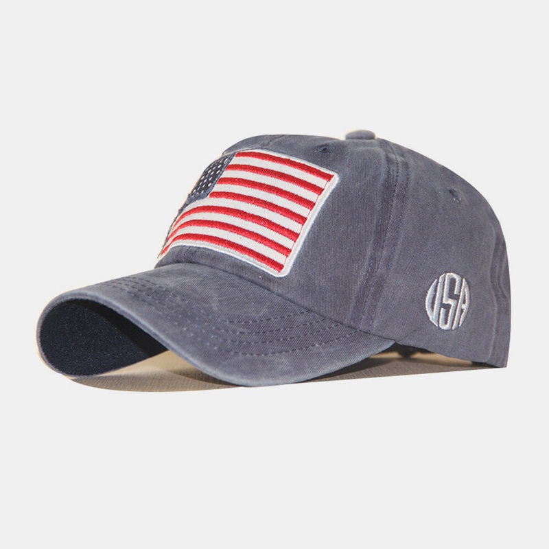 Unisex Cotton Made-old Classical Casual America Flag Pattern Sunvisor Sun Hat Baseball Hat