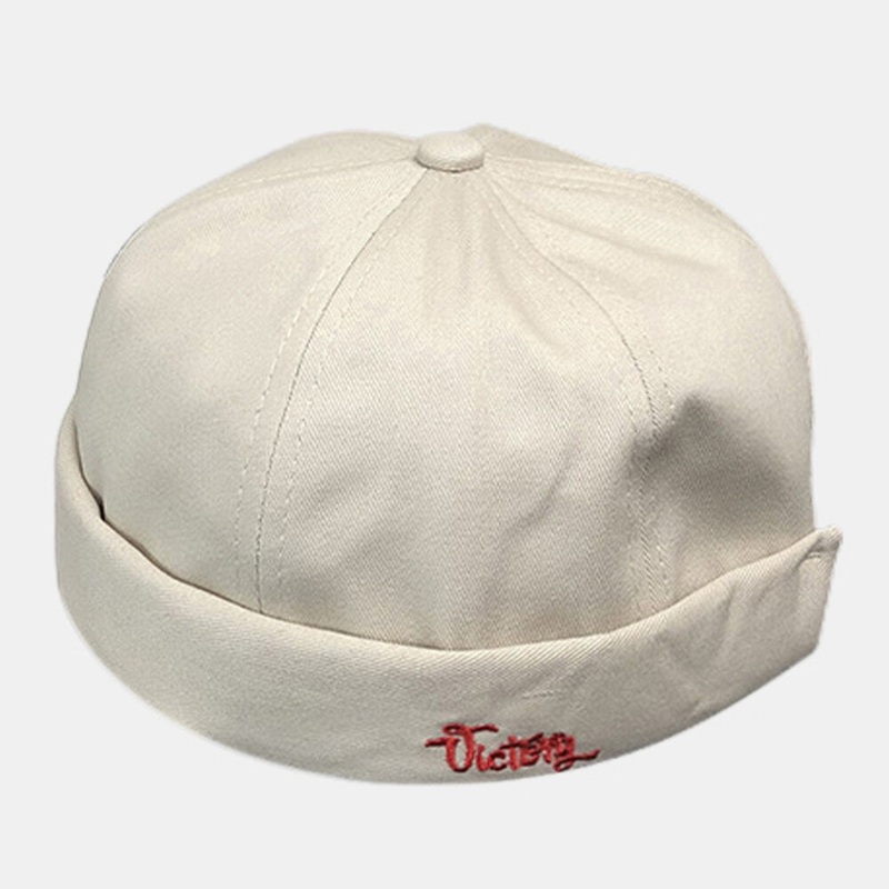 Unisex Cotton Solid Color Letter Embroidery Street Hip-hop Brimless Beanie Landlord Cap Skull Cap