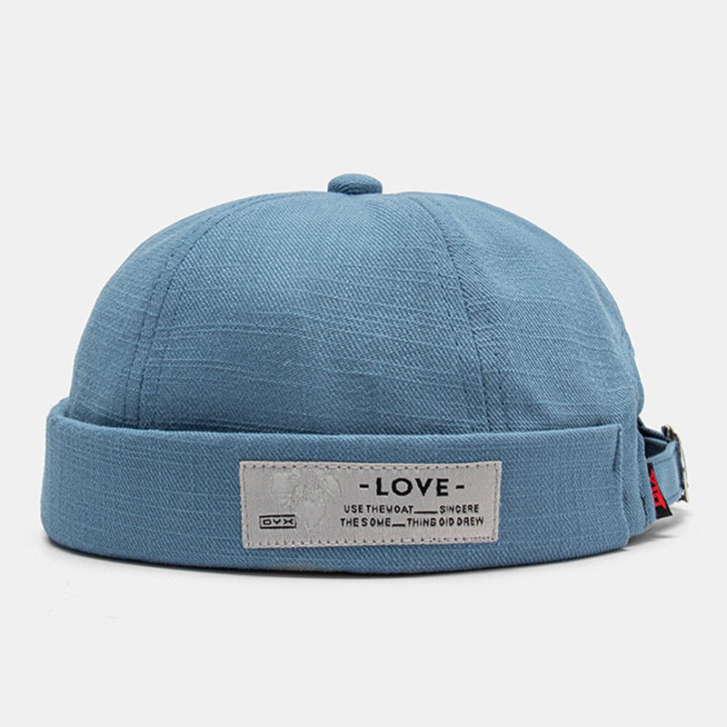 Unisex Letter Label Patch Skull Cap Hip Hop Wild Adjustable Brimless Beanie Landlord Cap