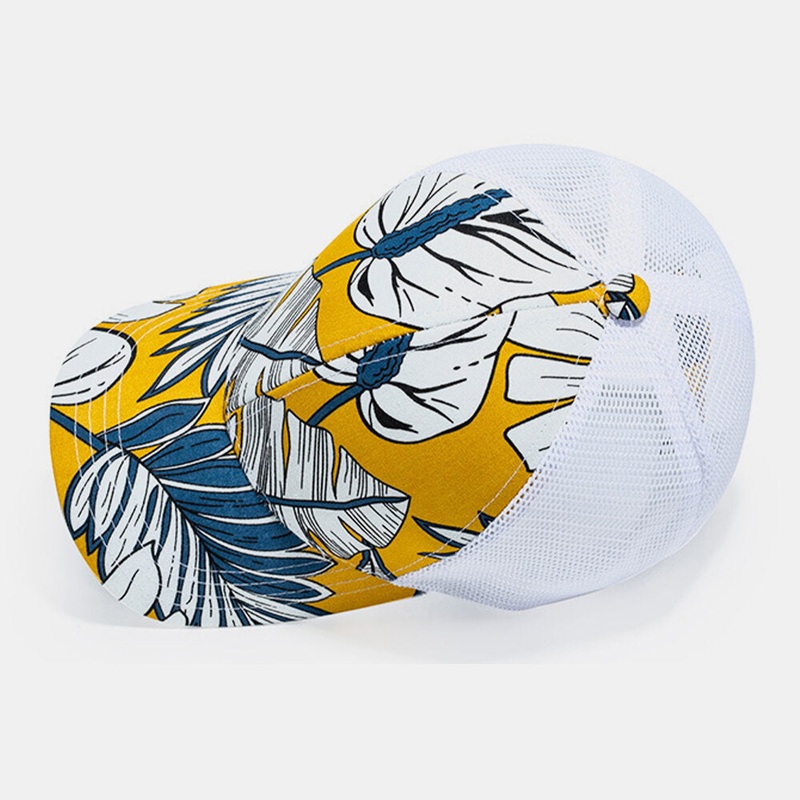 Unisex Mesh Fashion Flower Printed Holiday Sunshade Breathable Baseball Hat