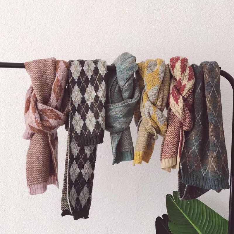 Vintage Style Woolen Scarf Warm Knitted Scarf