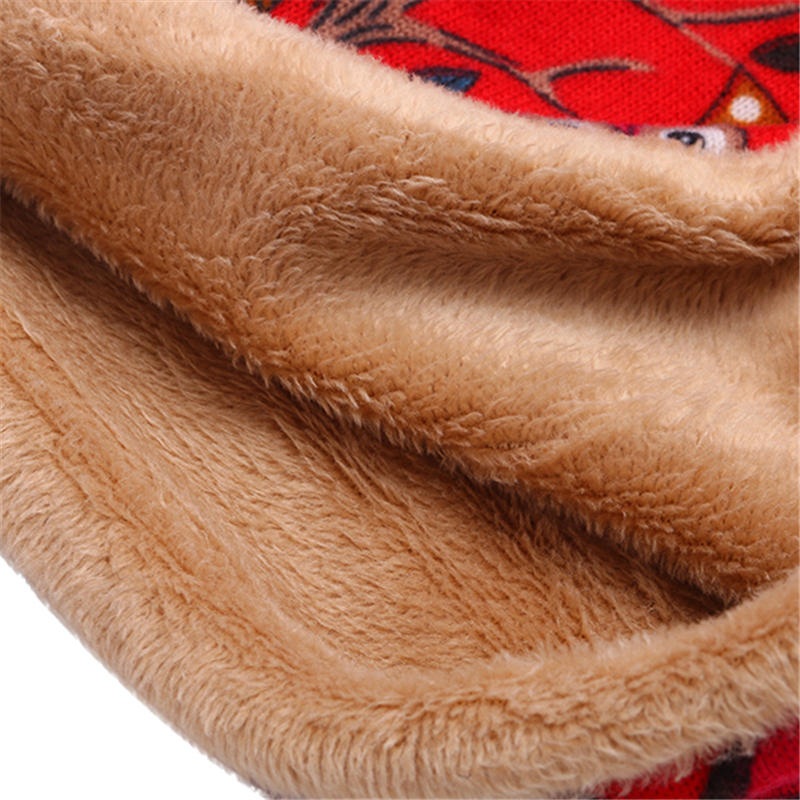 Womens Owl Pattern Slouchy Baggy Beanie Cap Scarf Multi-function Double Layers Windproof Warm Hat