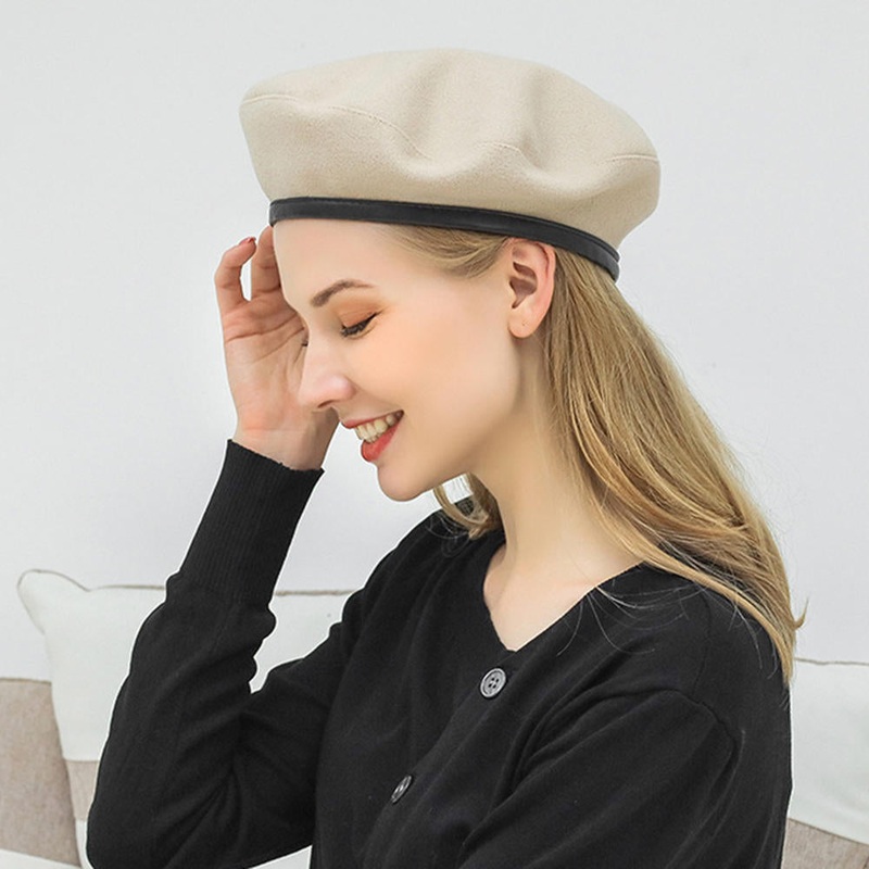 Woolen Beret Caps Wild Casual Drawstring Adjustable Painter Hat