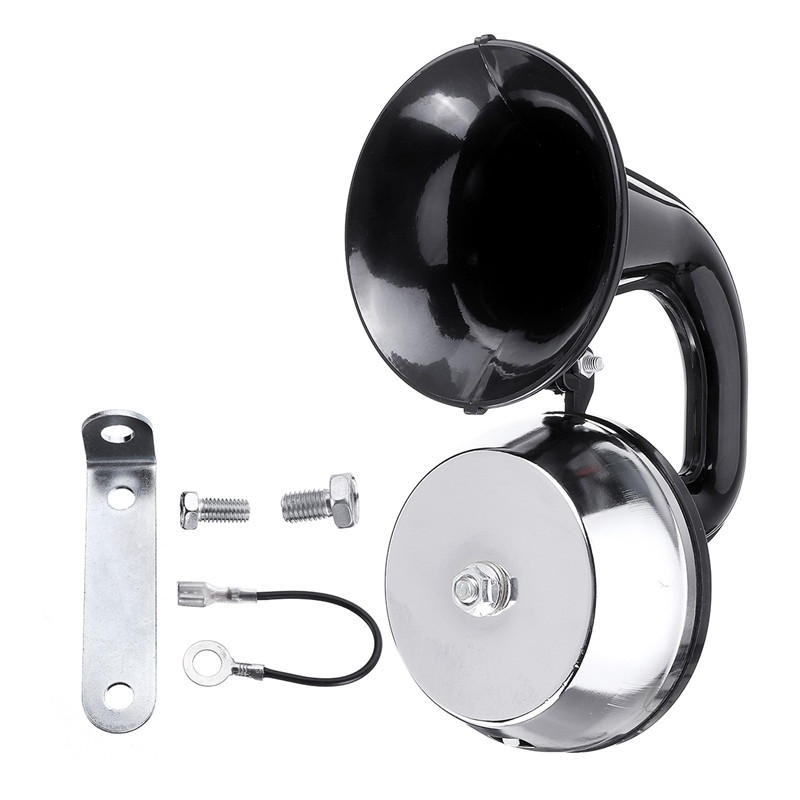 12V 130hz 126db/130db Single/Double Snail Air Horn Elbow Whistle Black Alloy For Car Trucks