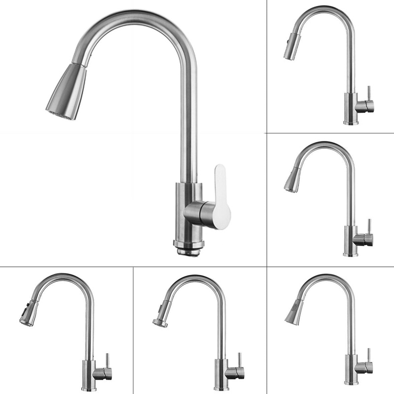 6 Types Kitchen Sink Faucet Pull Out Side Sprayer Dual Spout 360 Mixer Water Tap