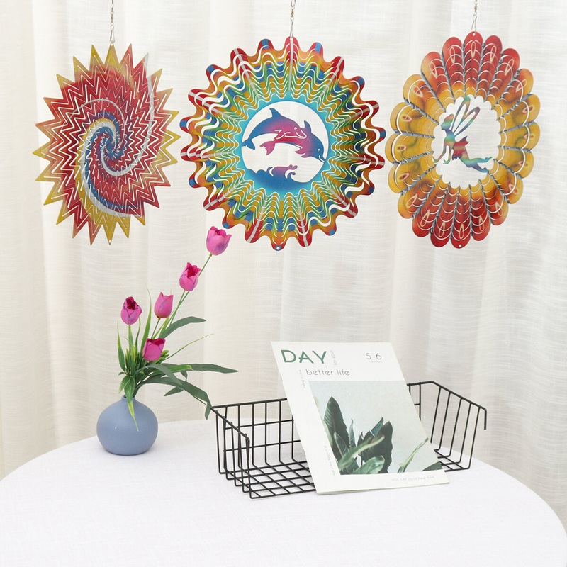12” 3D Fairy Garden Wind Spinner Sun Catcher Cyclone Yard Outdoor Decorations