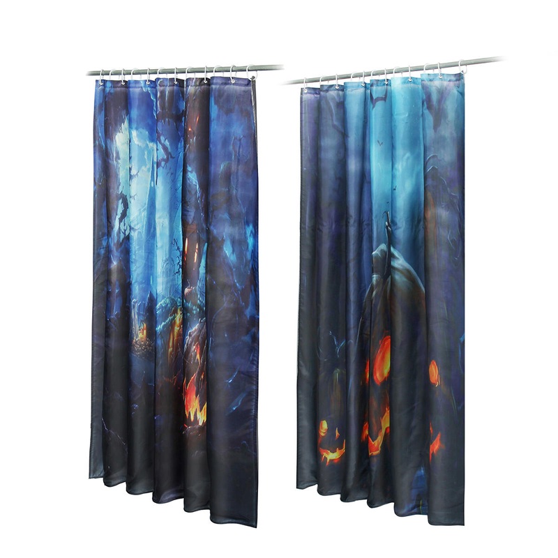 71”x71”Halloween Bathroom Decor Underwater Waterproof Shower Curtains with 12 Hooks