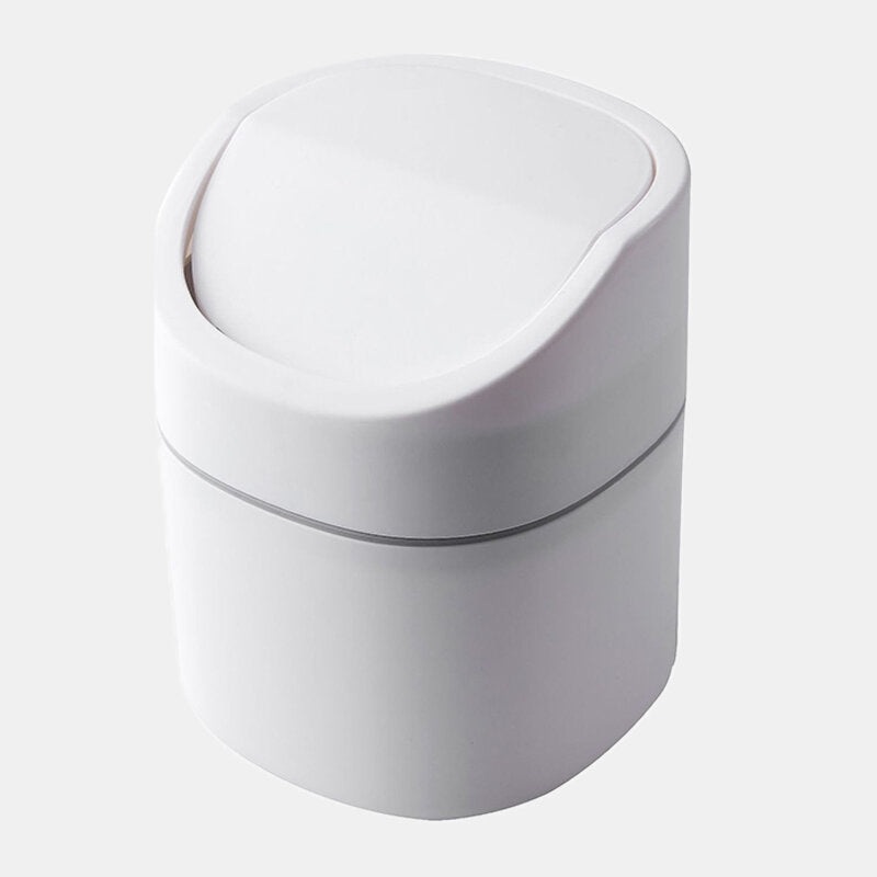 Desktop Trash Can Home Kitchen Desk Paper Basket Tube Covered Debris Storage Cleaning