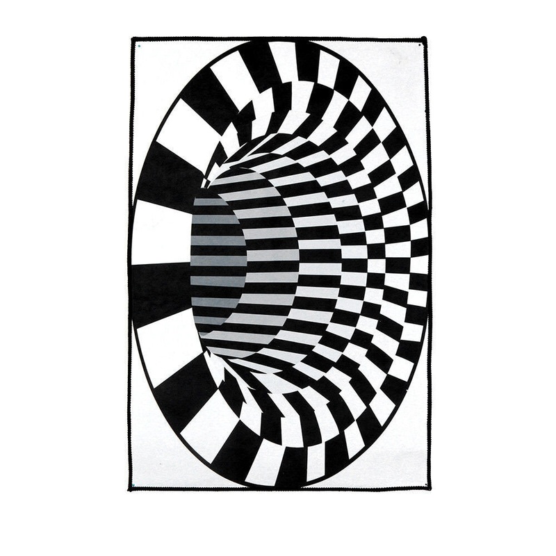 Durbale Anti-Slip Floor Mat Non-Woven Black White Doormat for Living Dinning Room Bedroom Kitchen