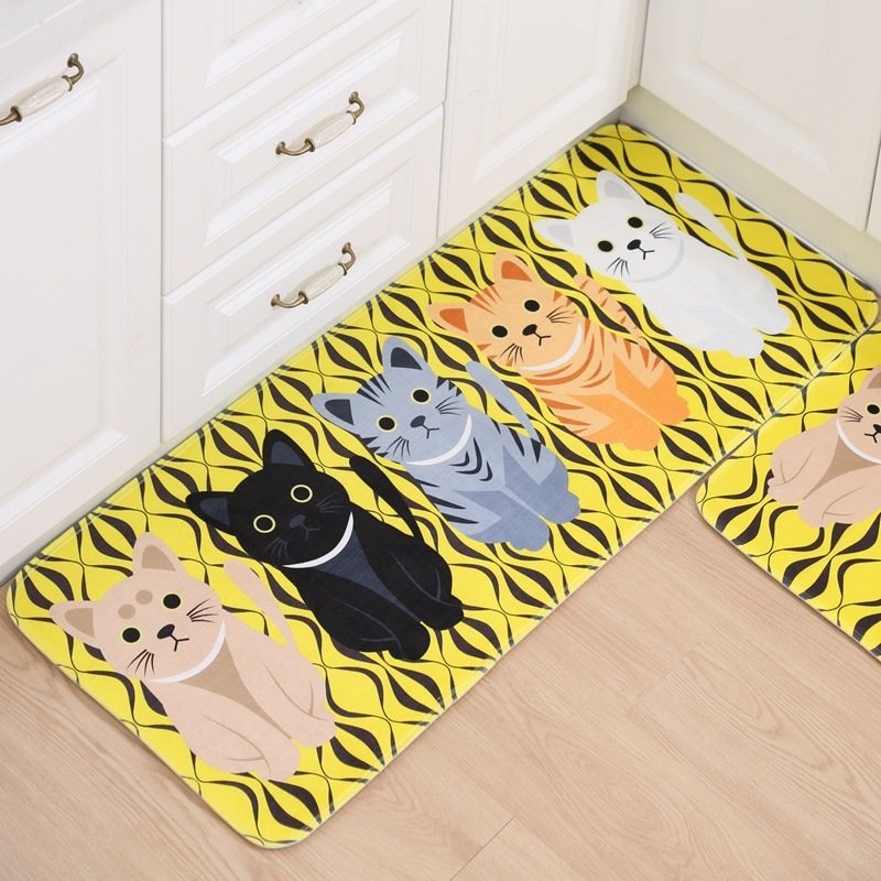 Honana WX-47 Kawaii Floor Mats Animal Cute Cat Bathroom Kitchen Carosets Living Room Anti-Slip Rug