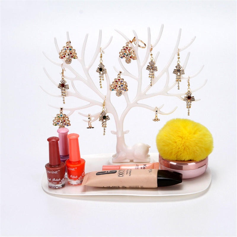 Plastic Creative Cosmetic Organizer Ring Lipstick Rack Makeup Organizer Antler Shaped Jewelry Box Necklace Display Organizer