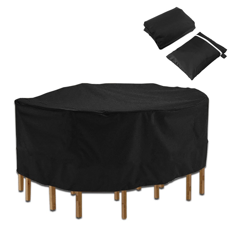 Round Chair Table Cover 210D Oxford Cloth Waterproof Dustproof Sofa Protector Outdoor Garden Furniture Cover
