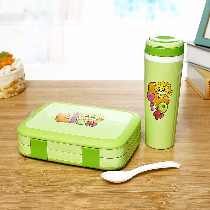 Square Compartment Microwave Lunch Box Set Five Grid Sealed Lunch Box Set
