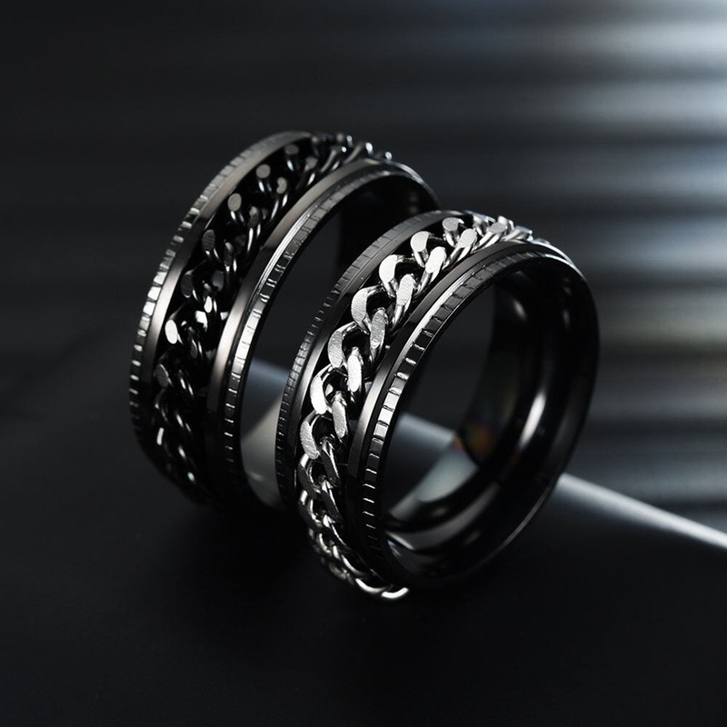 1 PC Stainless Steel Chain Rotating Fashion Simple Ring