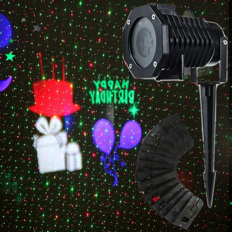 12W 10 Patterns+ Red Green Star Projector Remote Stage Light Outdoor Christmas Party Decor