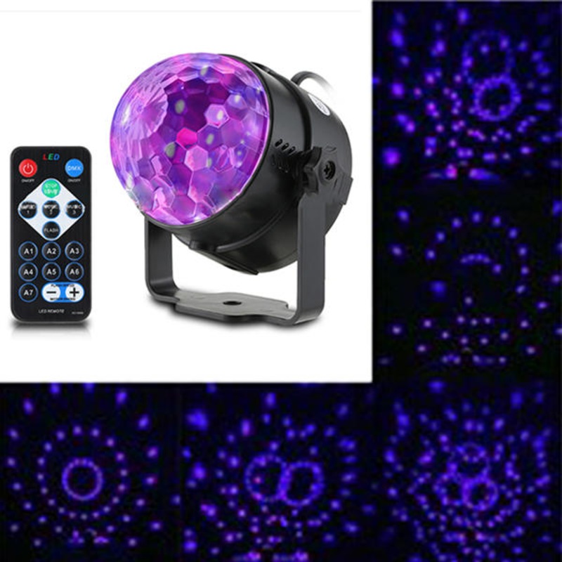 3W Remote/Voice Control Stage Light  3 UV LED Magic Ball for Halloween Christmas