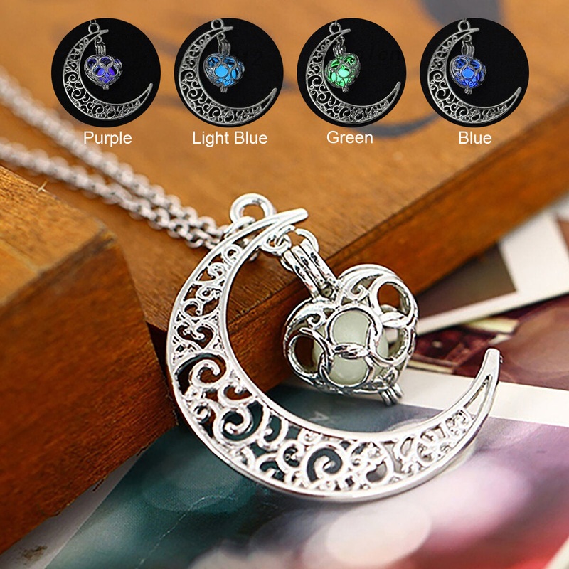 Fashion Heart-shaped Hollow Luminous Pendant Necklace