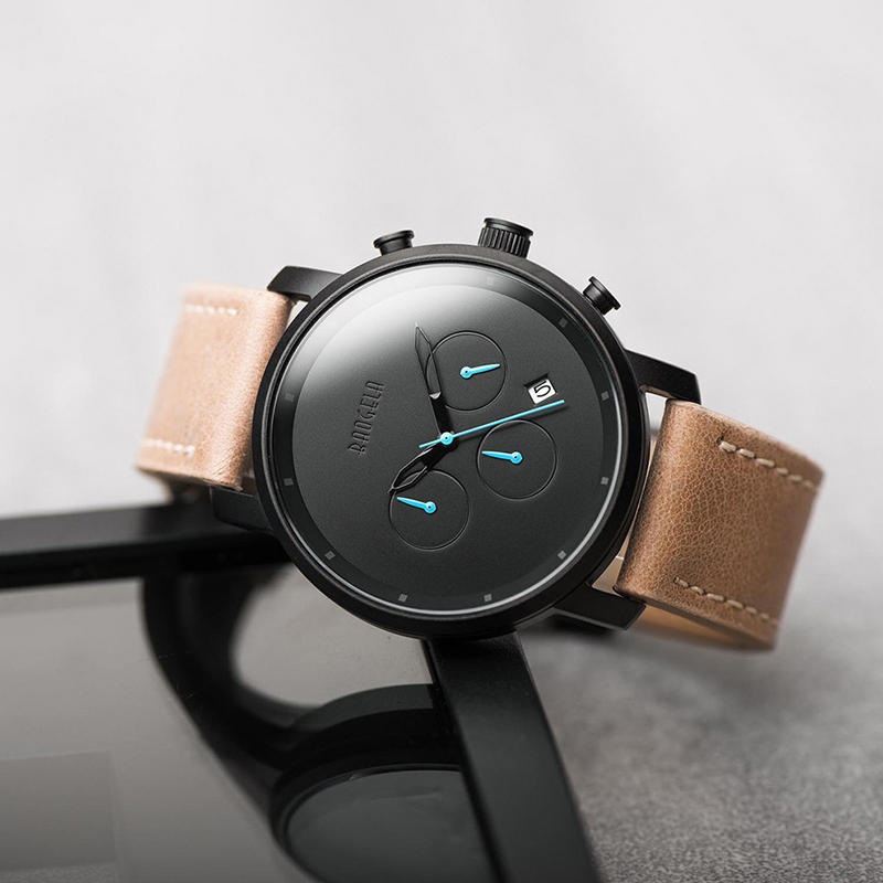 Fashion Leather Stainless Steel Band Simple Dial Date Display Men Quartz Watch