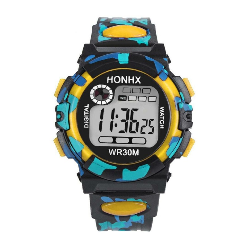 HONHX 62 Fashion Men Watch Luminous Date Week Display Multi-function Camouflage Sport Digital Watch