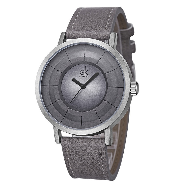 SHENGKE SK K9015 Creative Small Dial Fashion Leather Strap Wterproof Men Quartz Watch