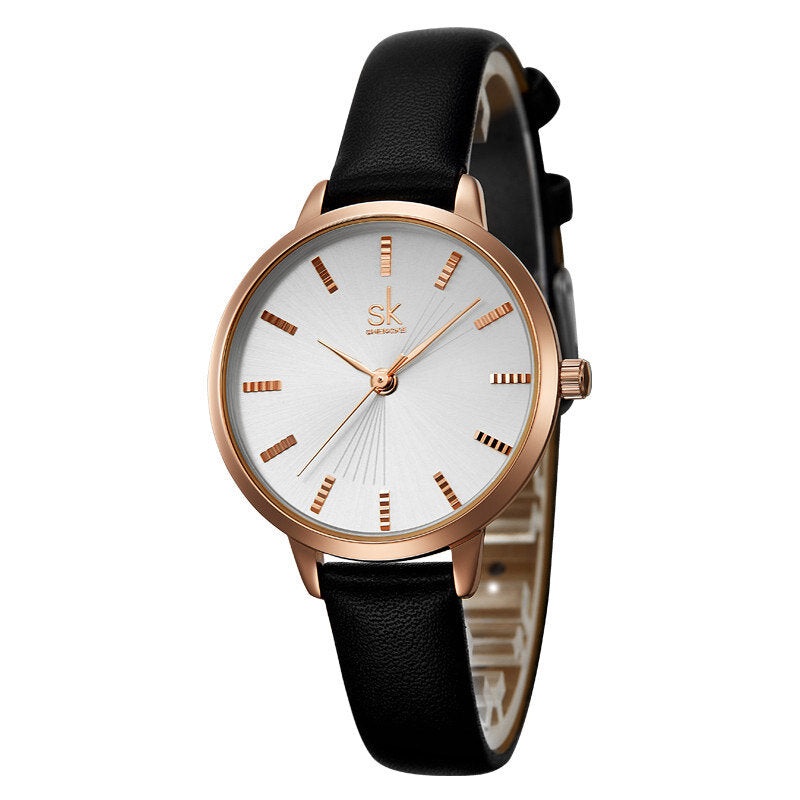 SHENGKE SK K9017 Simple Dial Fashion Leather Strap Ladies Dress Watch Women Quartz Watch